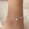Silver Blue Evil Eye Pair of Anklets